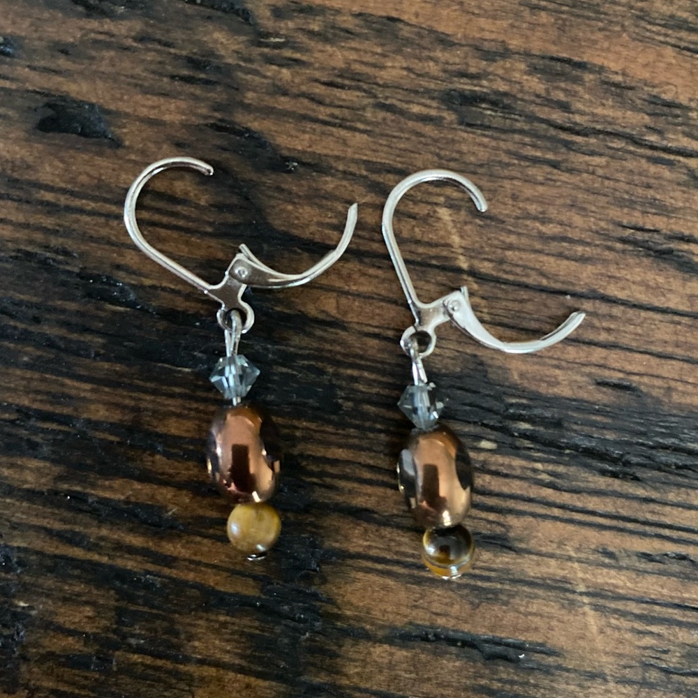 Hand Crafted Brown and Silver Artisan Earrings